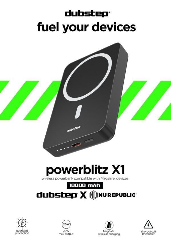 Dubstep by Nu Republic Powerblitz X1 Magsafe Wireless Powerbank with 10000mAh Battery Capacity