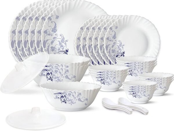 Larah by Borosil 35 Piece Glass Opalware Kitchen Dinner Set